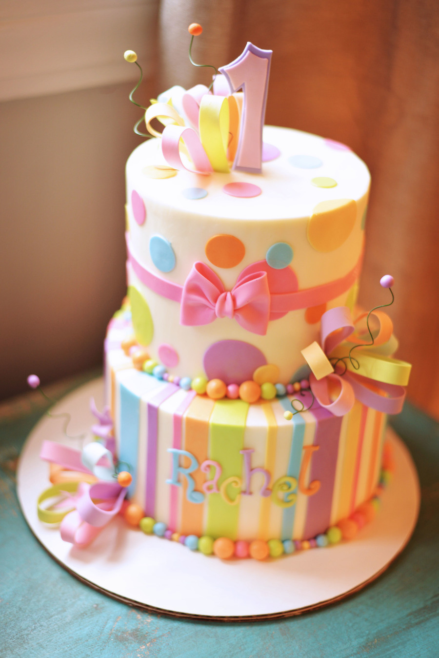 Picture Of A Birthday Cake
 Girly Whimsical 1St Birthday Cake CakeCentral