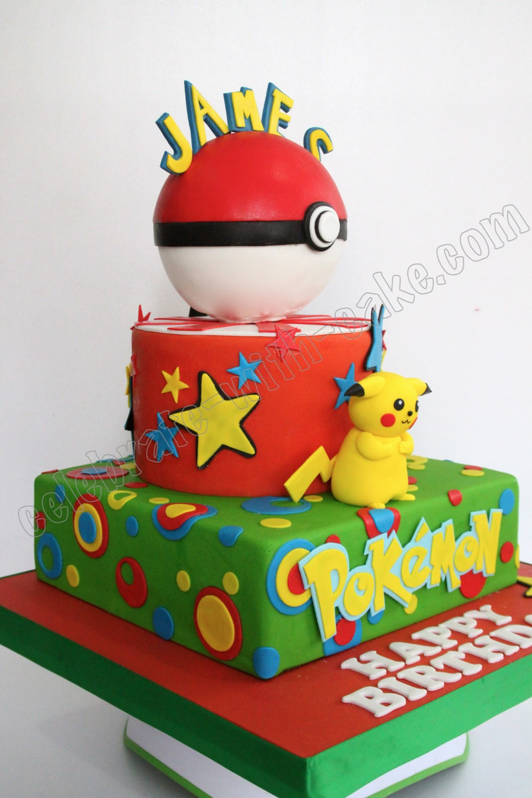 Pikachu Birthday Cake
 Celebrate with Cake Pikachu Pokemon 2 tier Cake