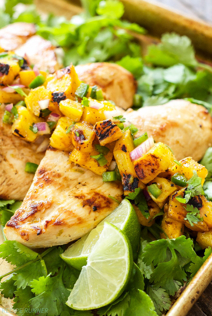 Pineapple Mango Salsa Recipe
 Tequila Lime Chicken with Grilled Pineapple Mango Salsa