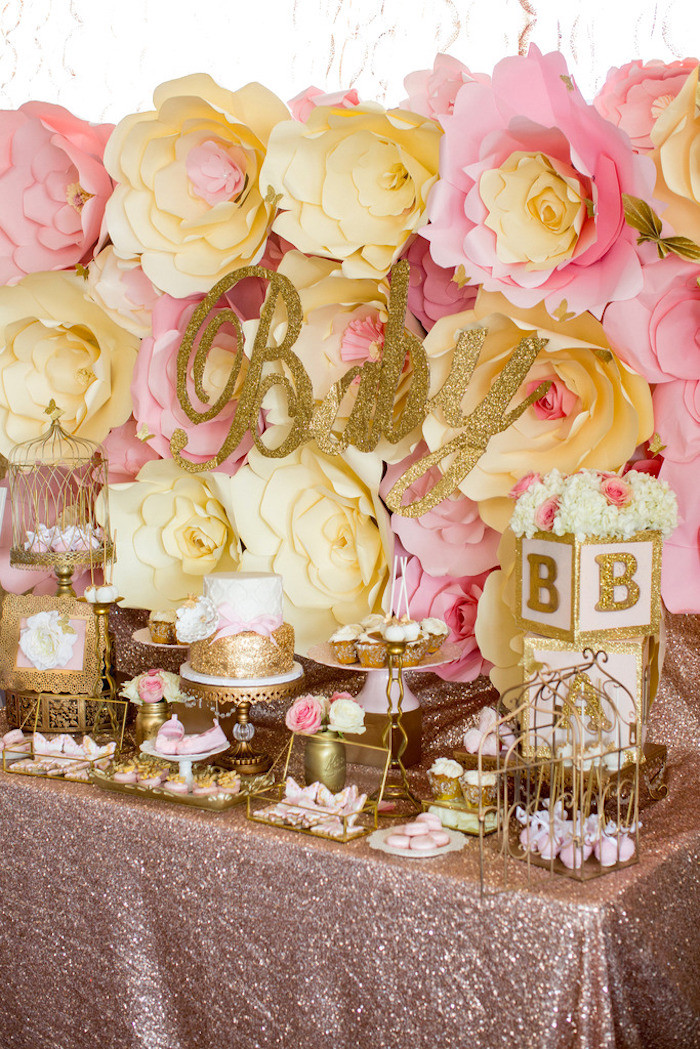 Pink And Gold Baby Shower Decoration Ideas
 Kara s Party Ideas Pink & Gold Butterfly Baby Shower