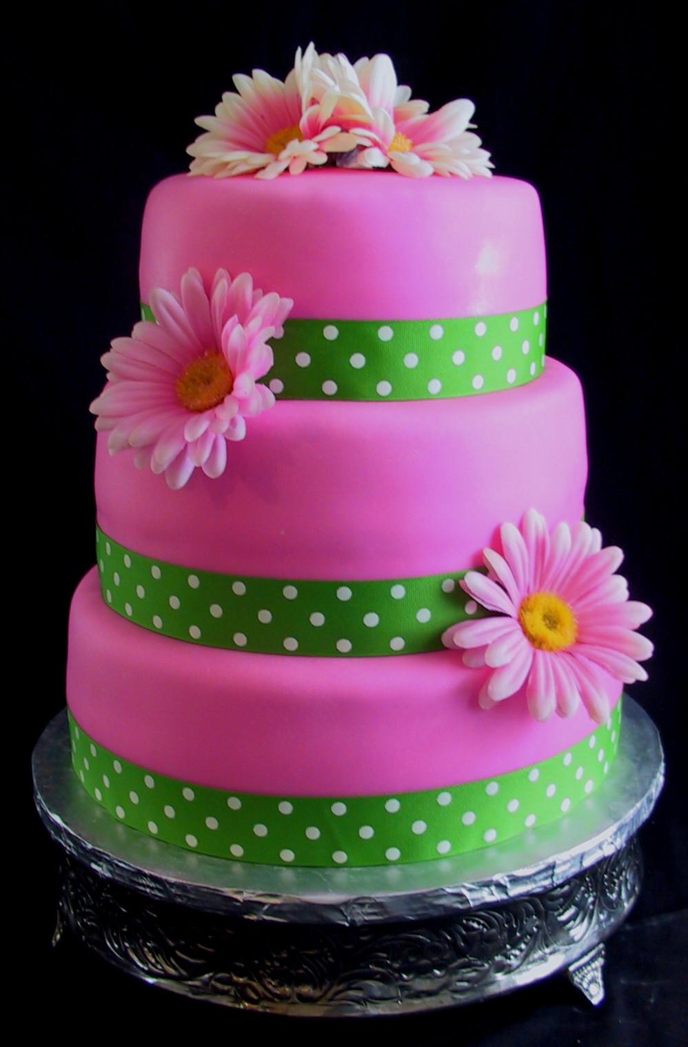 Pink And Green Birthday Cake
 Bridal Shower Pink Gerber Daisy Cake – Bardstown KY