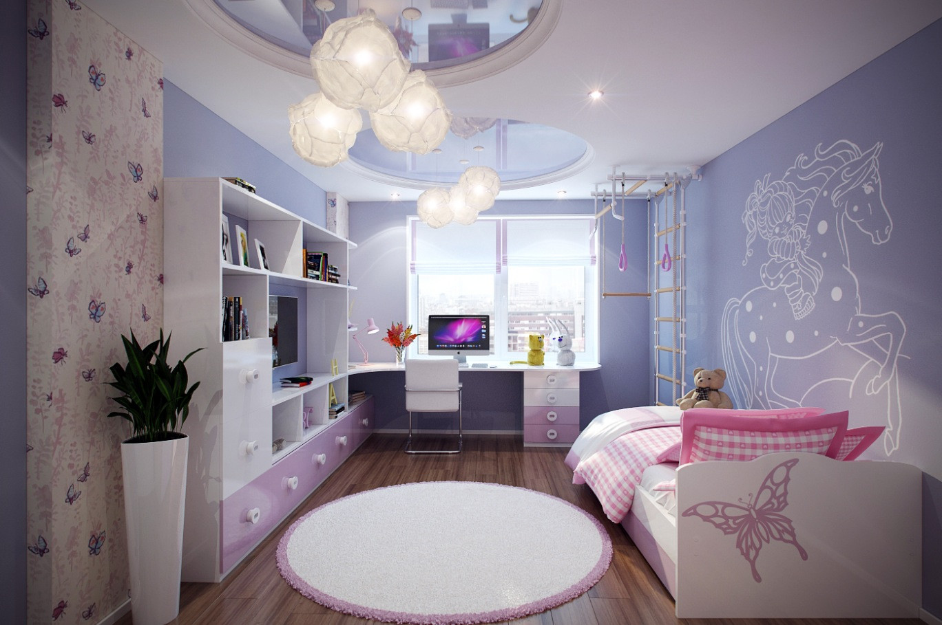 Pink And Purple Kids Room
 Purple pink kids room