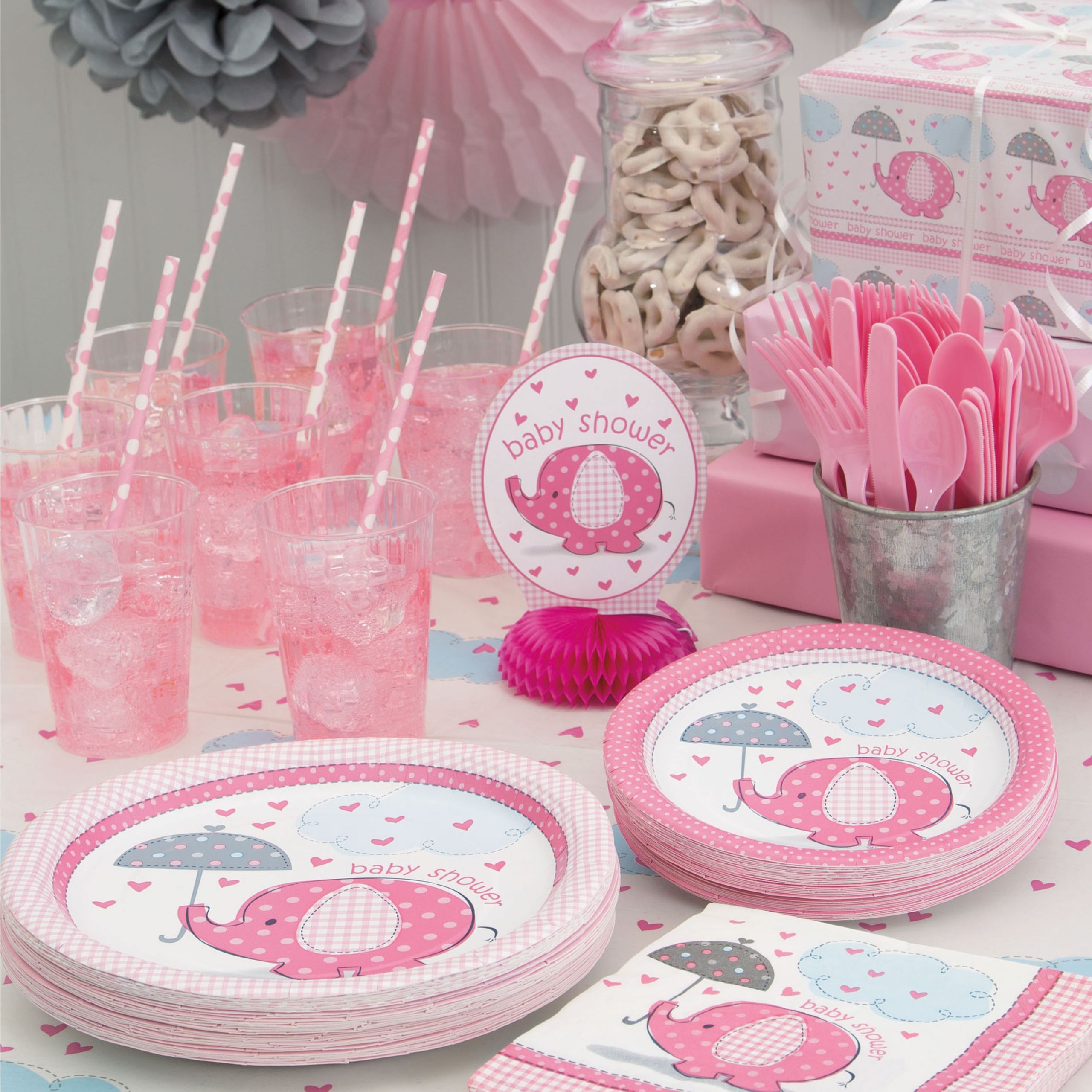 Pink Baby Shower Decorations Ideas
 Pink Elephants Baby Shower Supplies Walmart