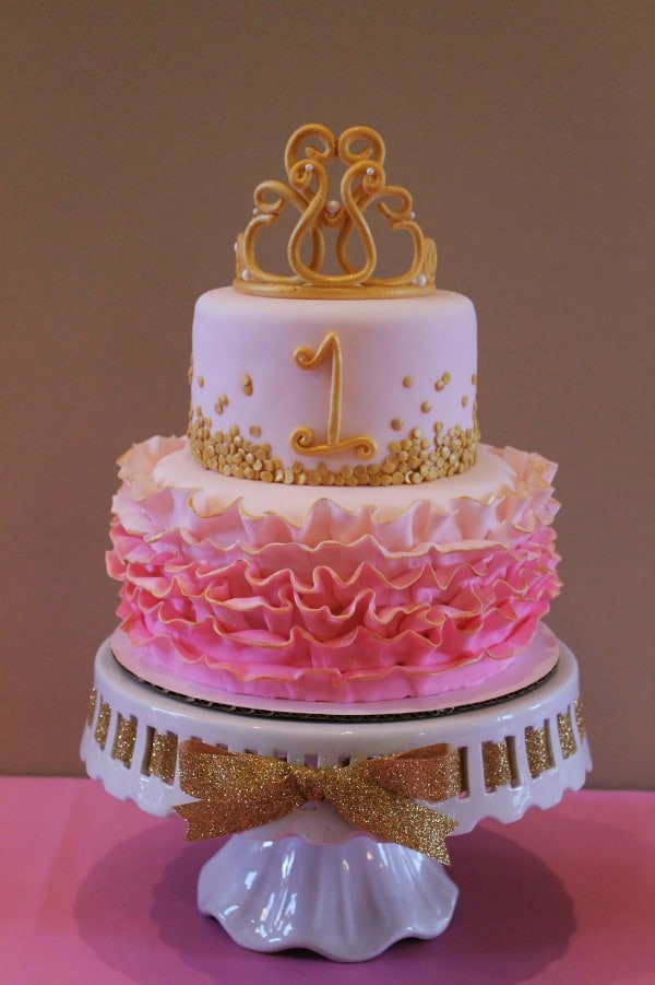 Pink Birthday Cakes
 21 Pink and Gold First Birthday Party Ideas Pretty My Party