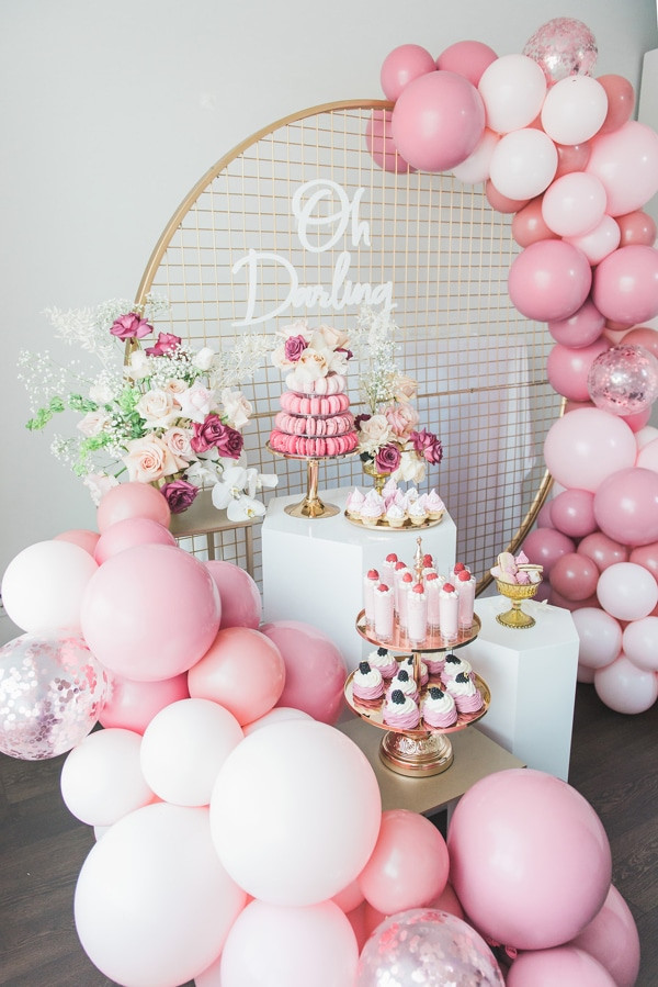 Pink Birthday Party Decorations
 Pretty Pink and Gold 1st Birthday Party