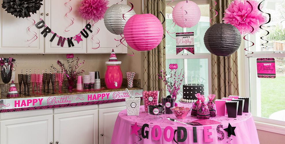 Pink Birthday Party Decorations
 Black & Pink Birthday Party Supplies