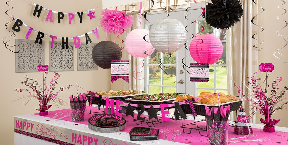 Pink Birthday Party Decorations
 Black & Pink Birthday Party Supplies