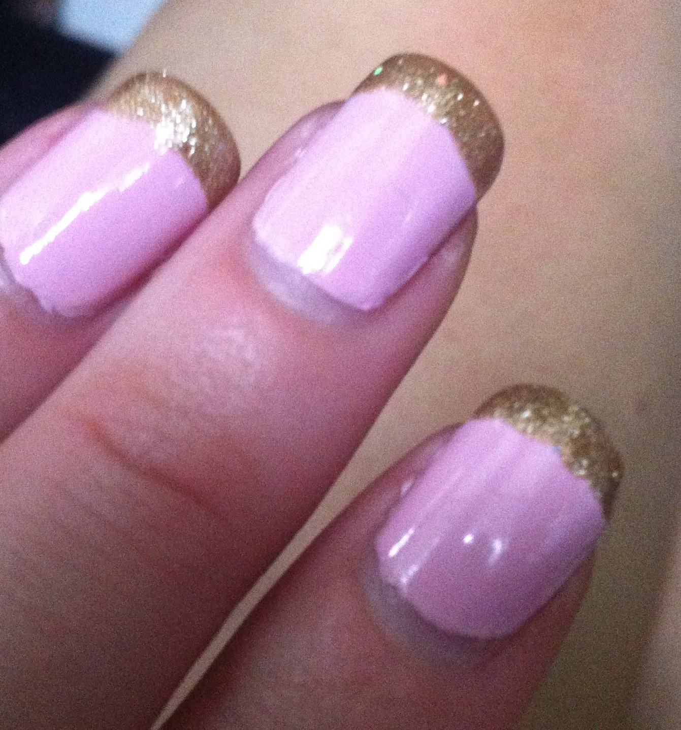 Pink Nails Glitter
 Nenta s Frivolity Baby Pink Nails with Gold Glitter Tips