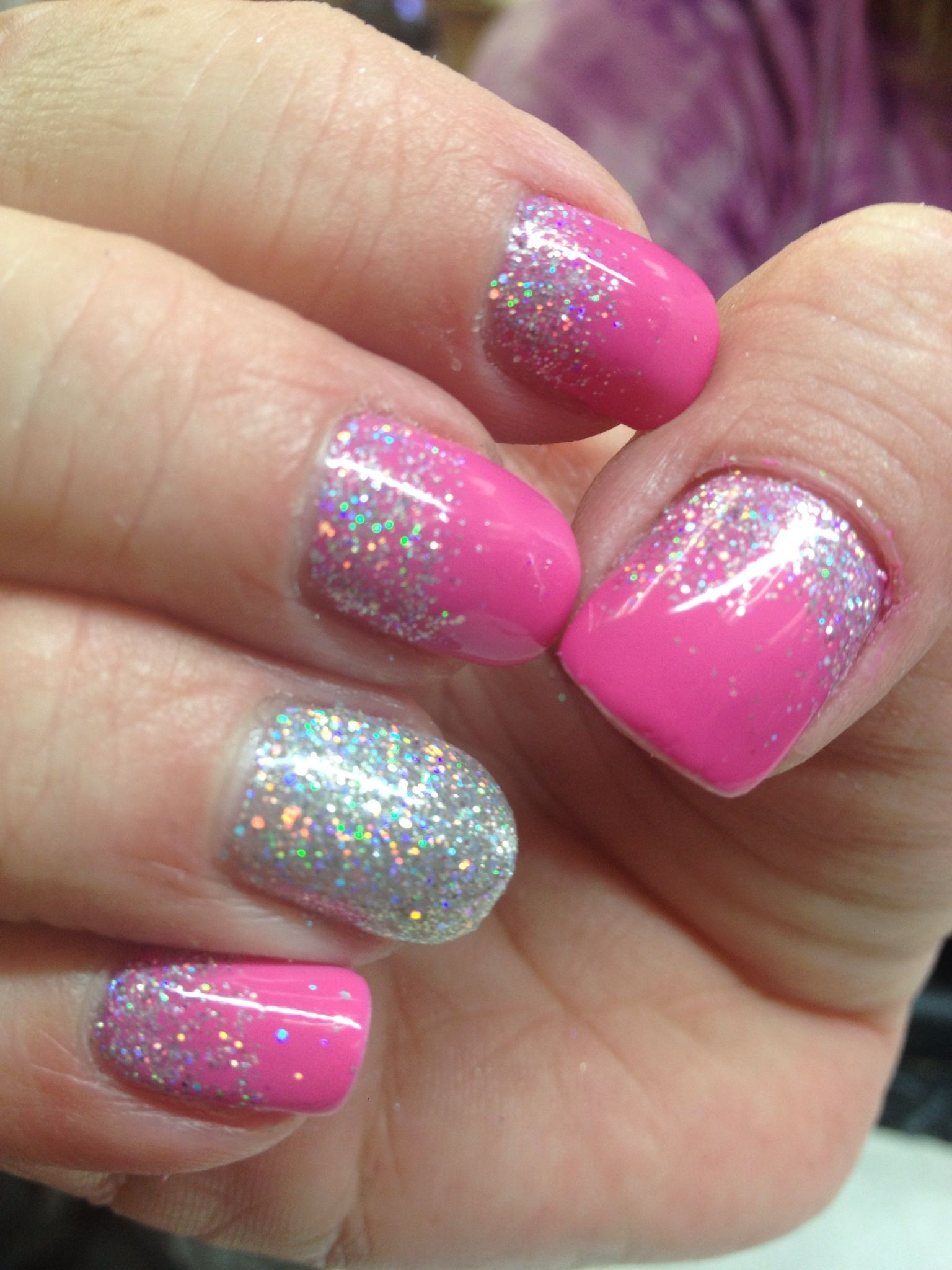 Pink Shellac Nail Designs
 CND Shellac pink glitter reverse French