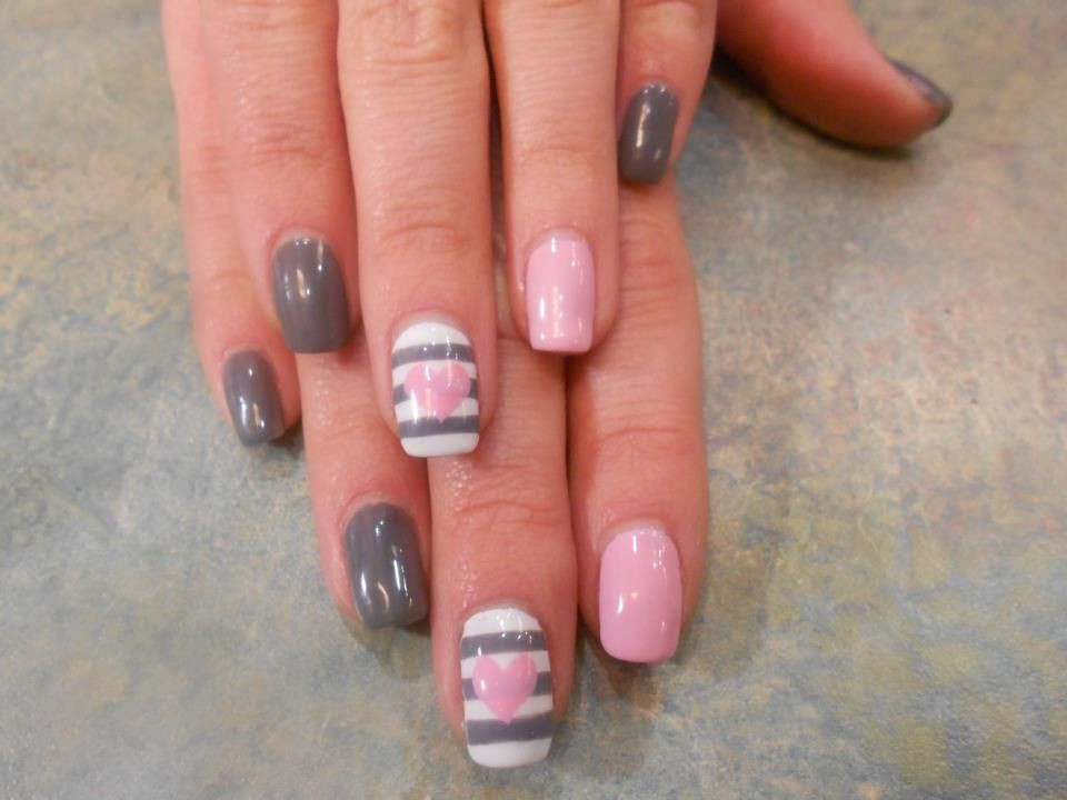 Pink Shellac Nail Designs
 Pink heart shellac nail art by misty