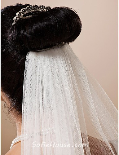 Plain Wedding Veils
 Simple Elegant e Layer Plain Tulle Chapel Wedding Bridal