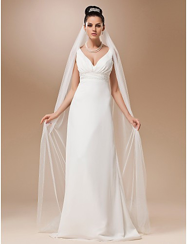 Plain Wedding Veils
 Simple Elegant e Layer Plain Tulle Chapel Wedding Bridal