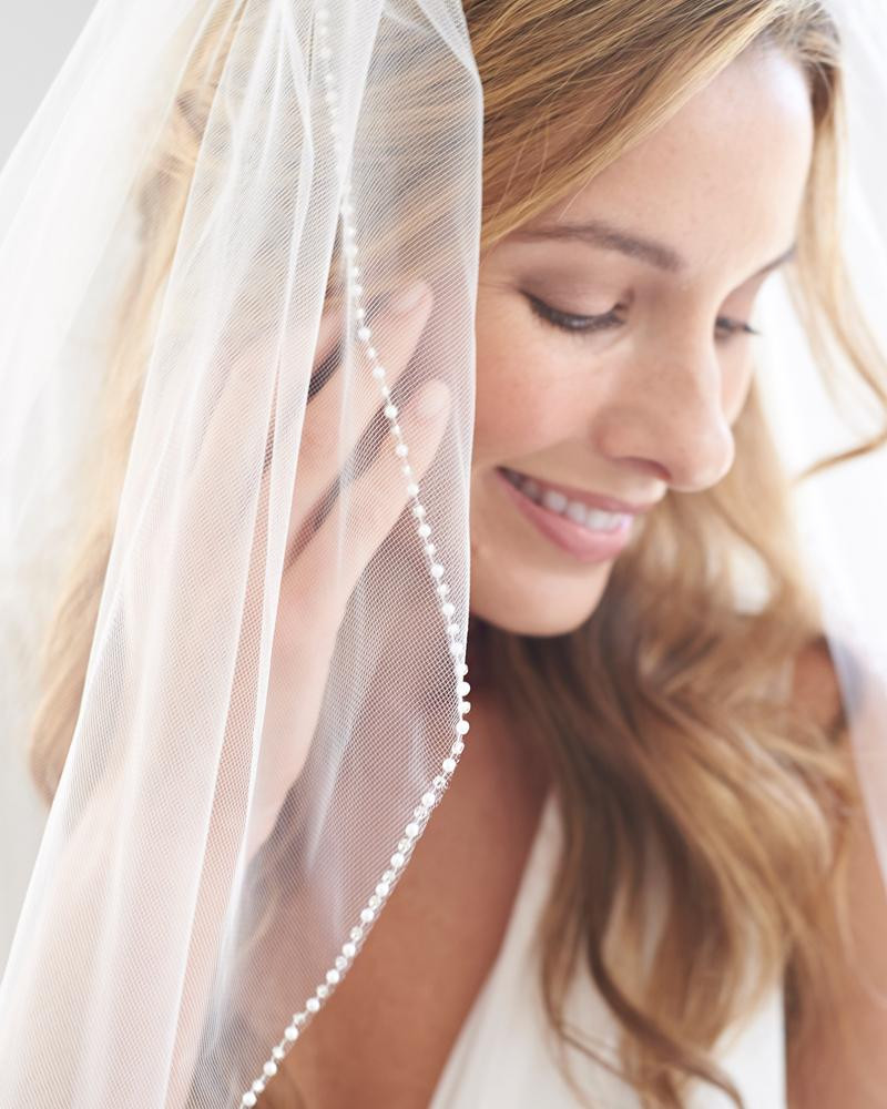 Plain Wedding Veils
 Simple Pearl Edge Wedding Veil Shop Bridal Veils