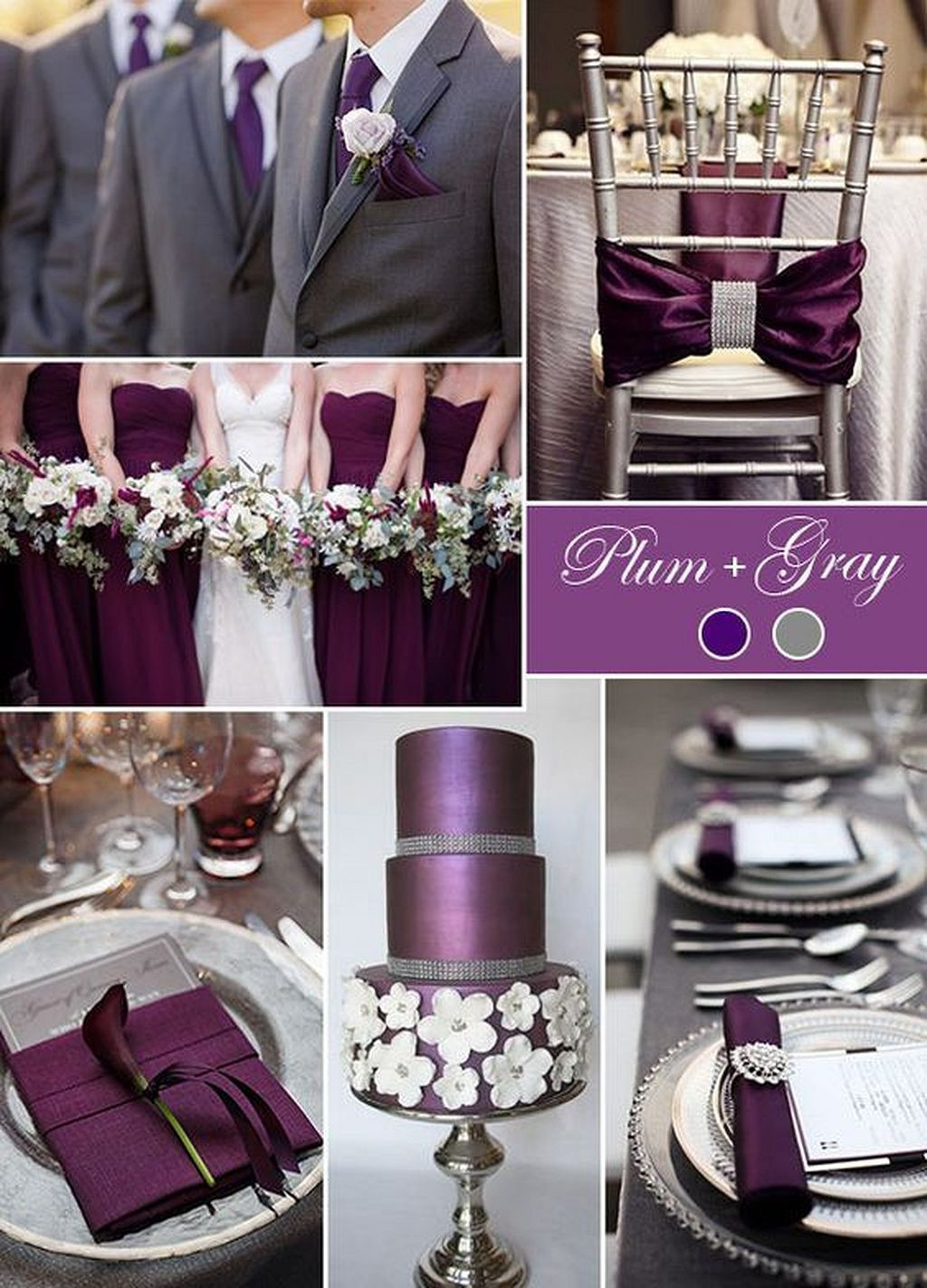 Plum Wedding Color Schemes
 Plum purple and grey elegant wedding color ideas 65