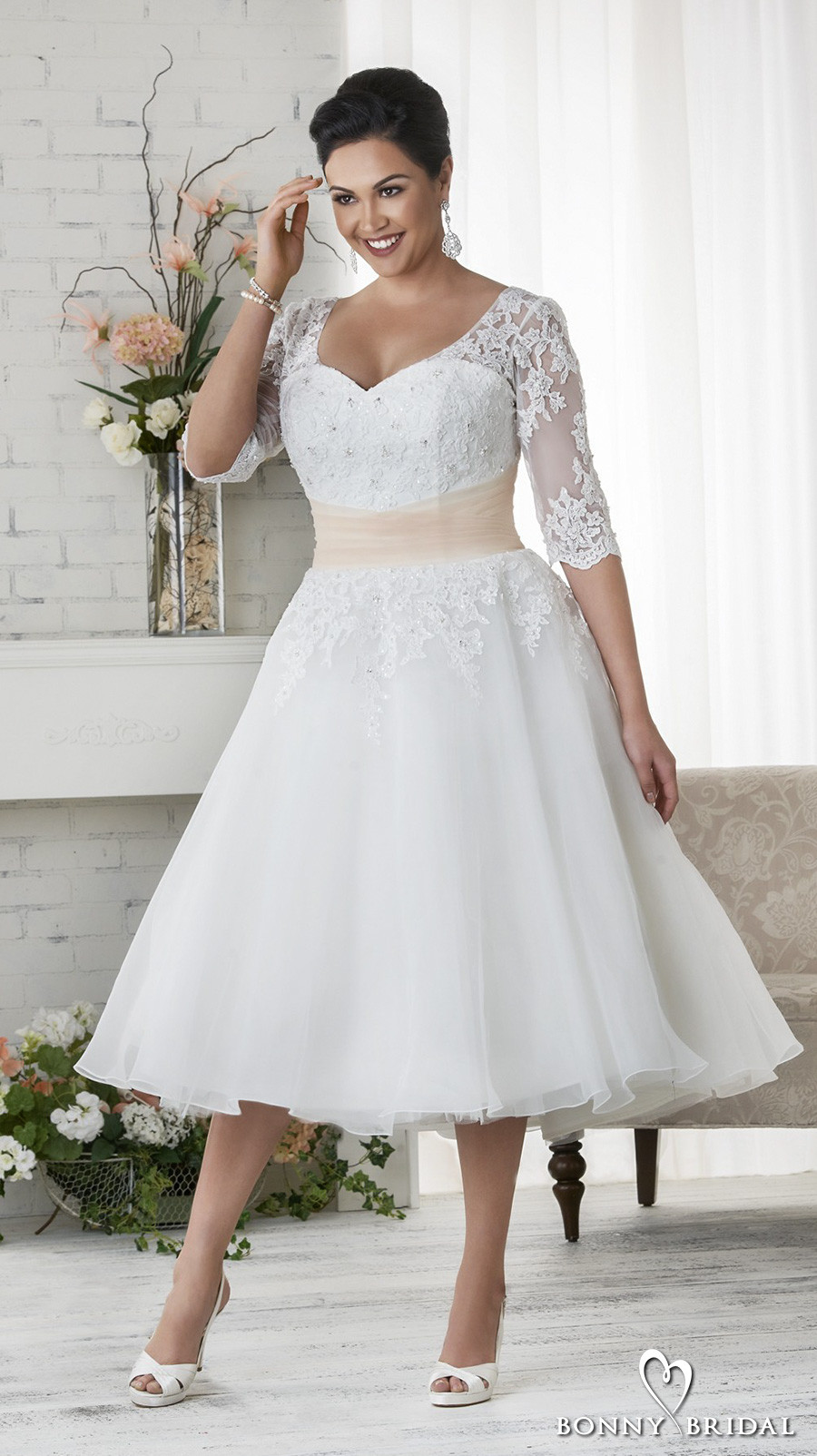 Plus size tea length wedding dress 2