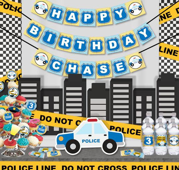 Police Birthday Party Supplies
 Police Birthday Party Printable Party Decorations Supplies