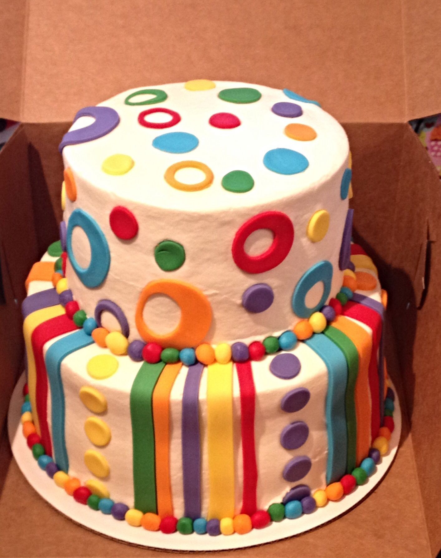 Polka Dot Birthday Cake
 Polka dot and stripe birthday cake