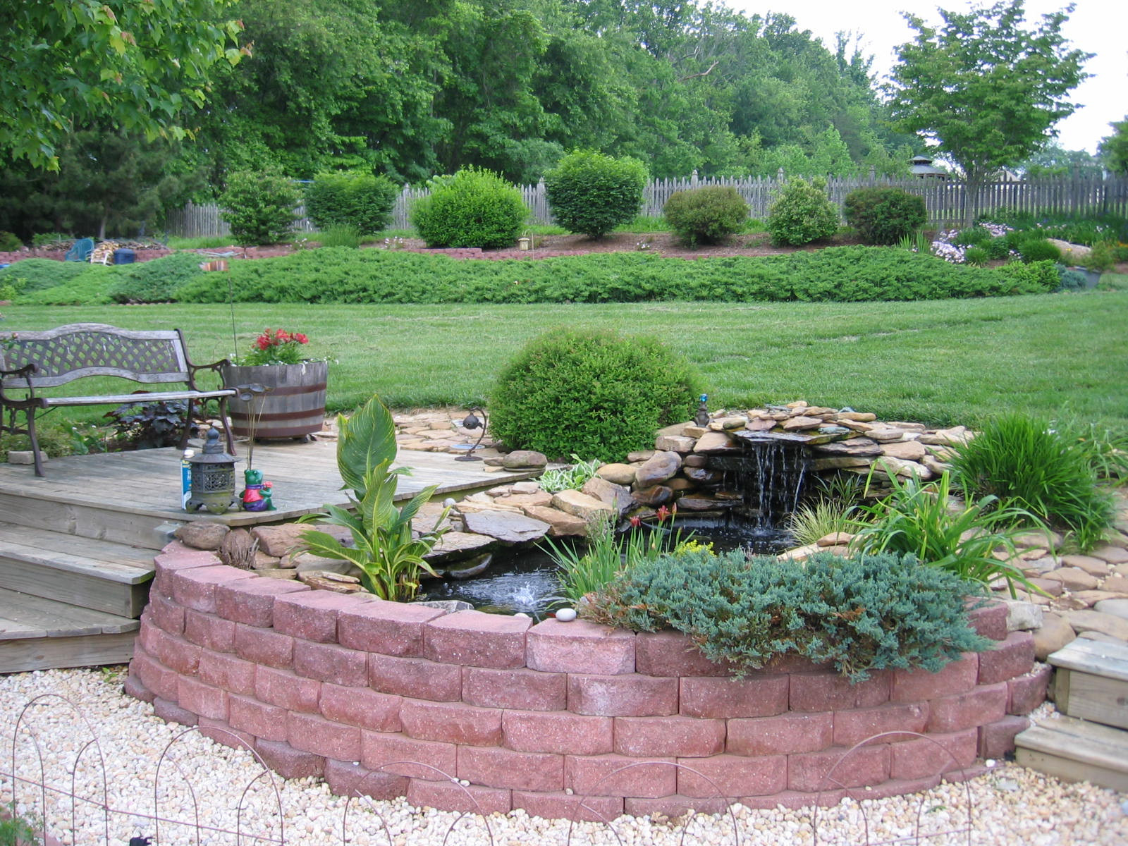 Pond In Backyard
 Backyard Water Feature window AC stove basement