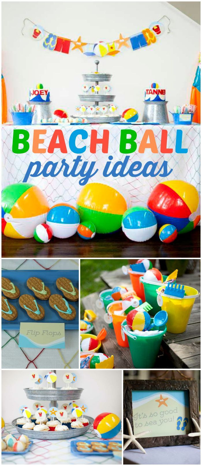 Pool Party Ideas For Boys
 Lots of colorful beach balls are at this fun party See