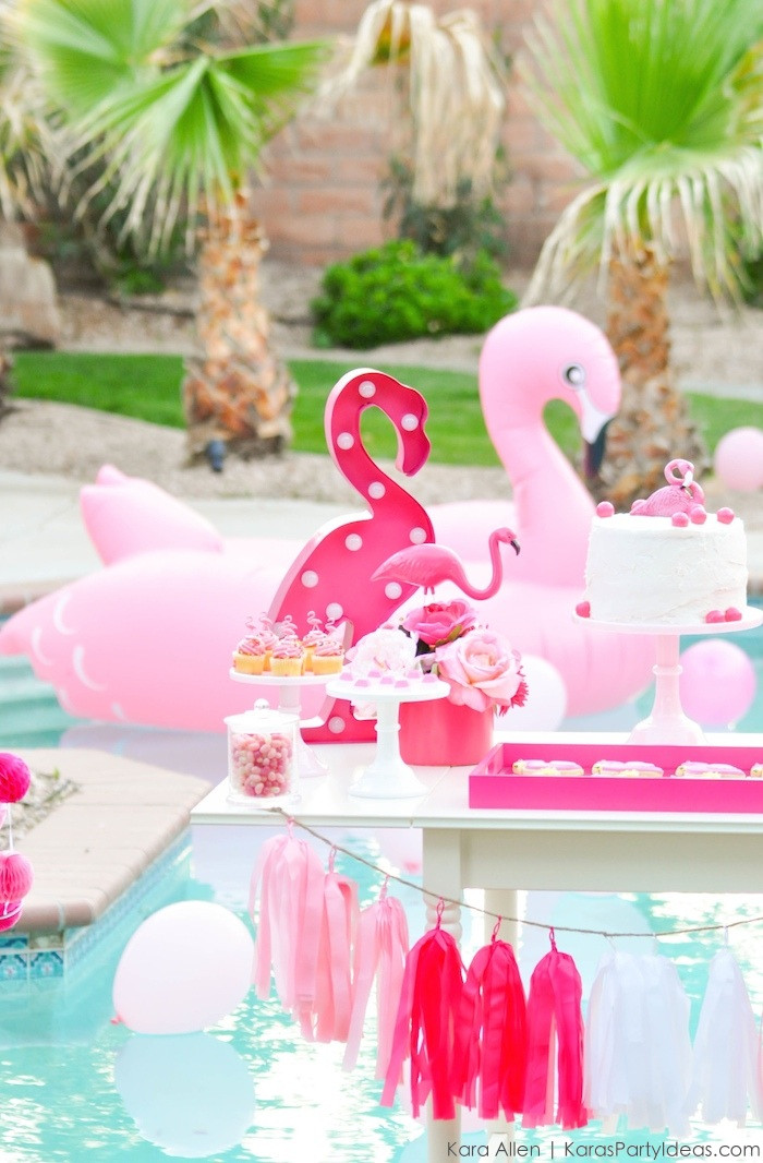 Pool Party Theme Ideas
 Kara s Party Ideas Flamingo Pool Art Summer Birthday