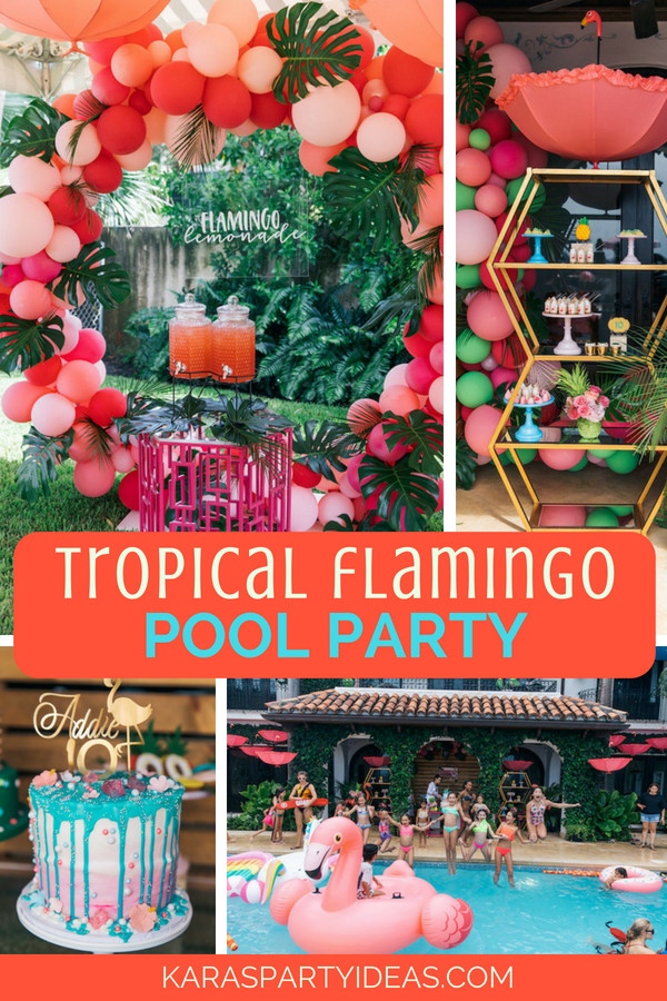 Pool Party Theme Ideas
 Kara s Party Ideas Tropical Flamingo Pool Party