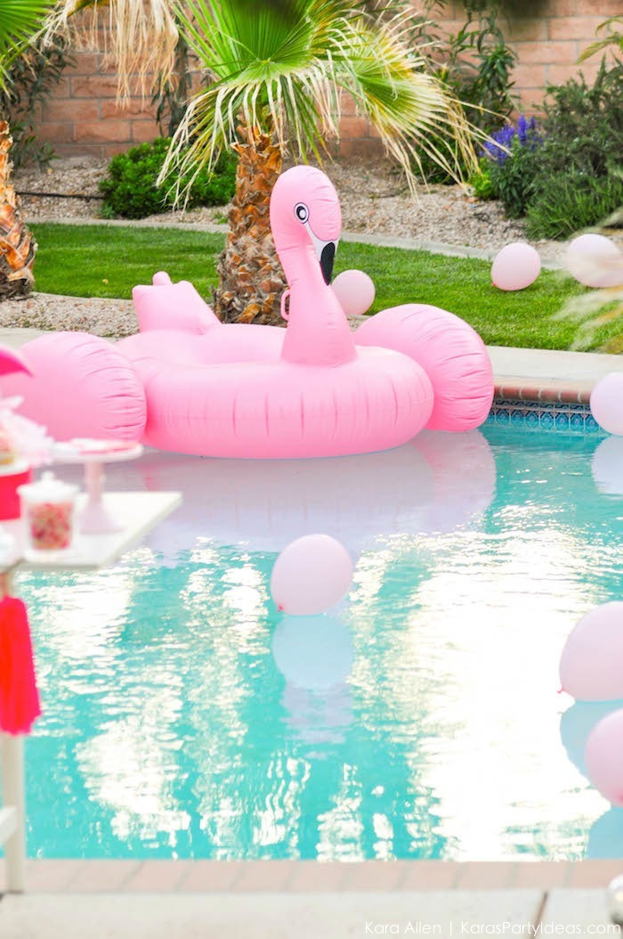 Pool Party Theme Ideas
 Kara s Party Ideas Flamingo Pool Art Summer Birthday