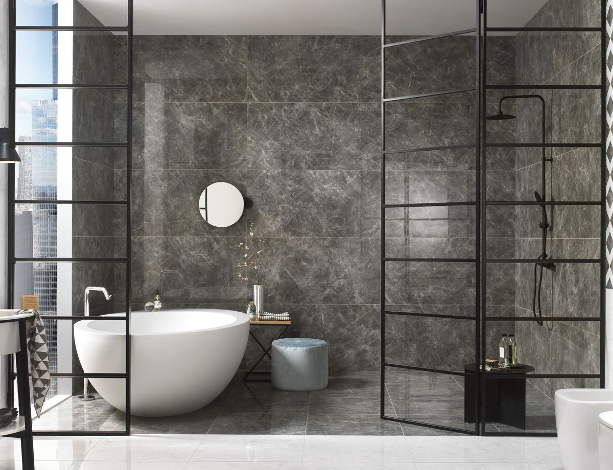 Porcelain Marble Tile Bathroom
 Charcoal Grey Porcelain Tiles Marble Effect