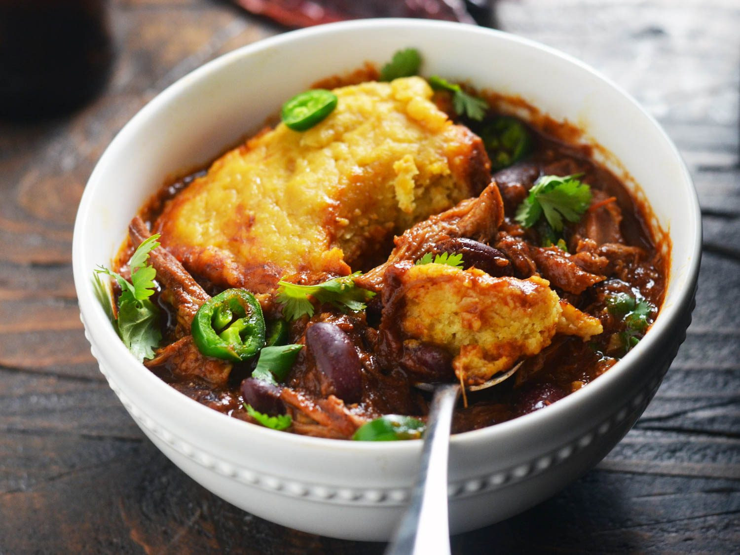 Pork Chili Recipes
 Slow Cooker Pulled Pork Chili With Cornbread Dumplings