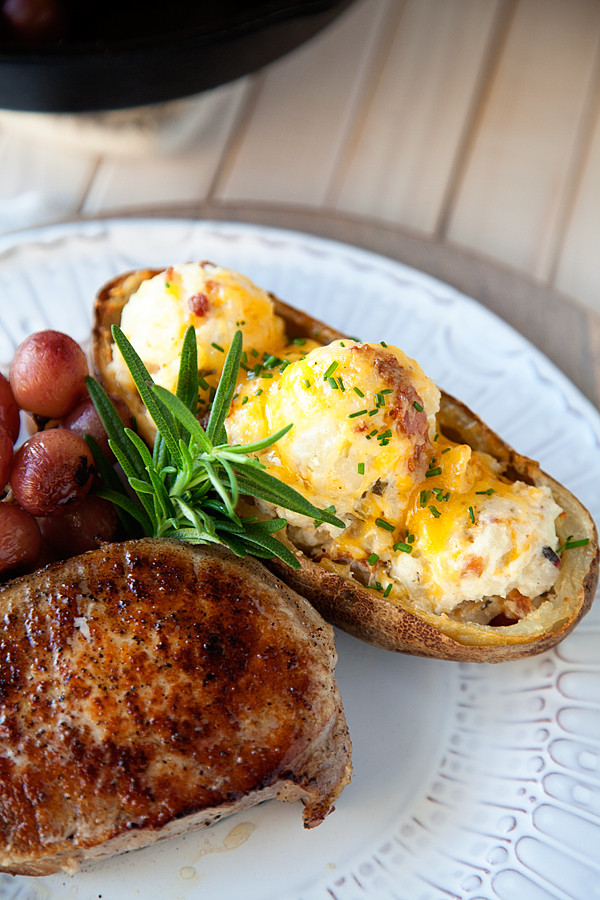 Pork Chops And Potatoes Baked
 Roasted Grape Pork Chops with Twice Baked Potatoes Recipe