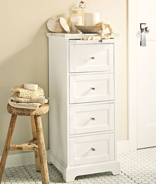 Pottery Barn Bathroom Storage
 Marble Top Sundry Tower Traditional Bathroom Cabinets