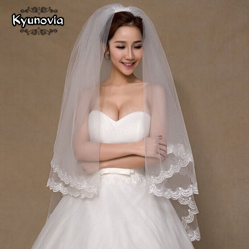 Pretty Wedding Veils
 Kyunovia 2 Tier Bridal Veil Beautiful Ivory Cathedral