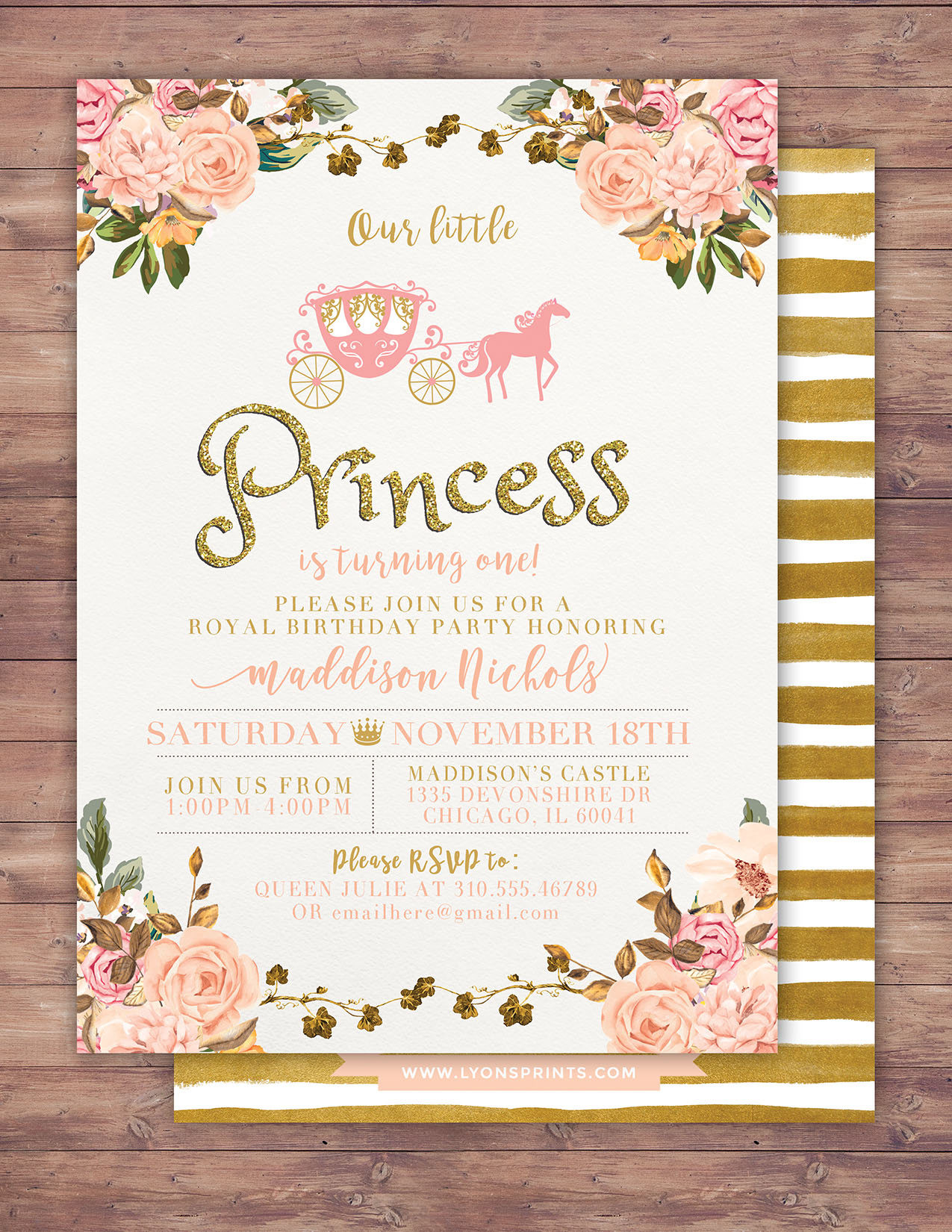 Princess Birthday Invitation
 Princess Birthday Invitation Princess Carriage Birthday