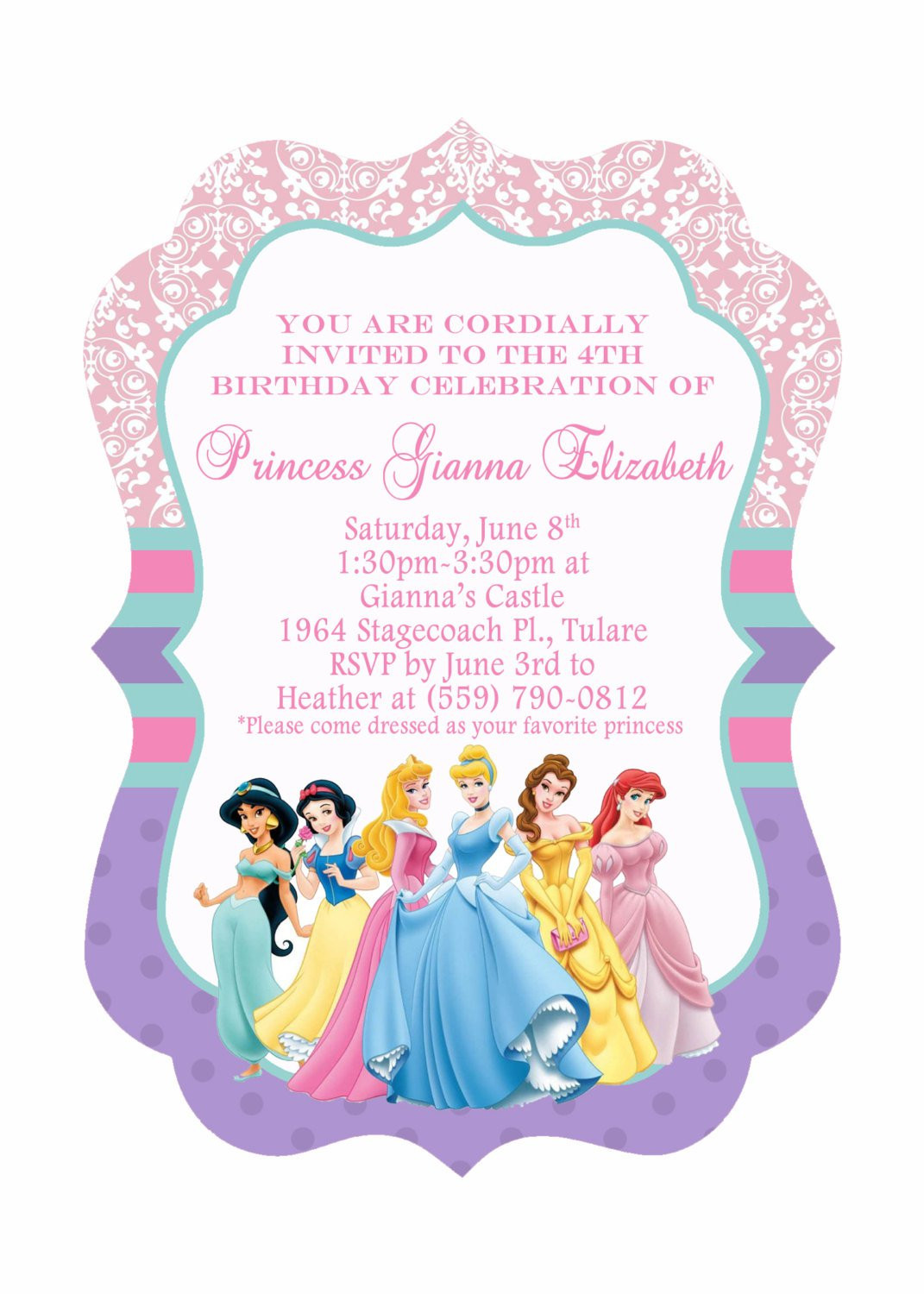 Princess Birthday Party Invitations
 Disney Princesses Birthday Invitations Disney Princess