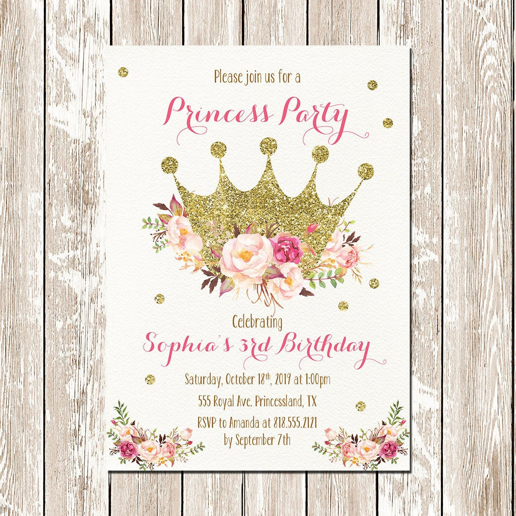 Princess Birthday Party Invitations
 Printable Princess Invitation Princess birthday invitation