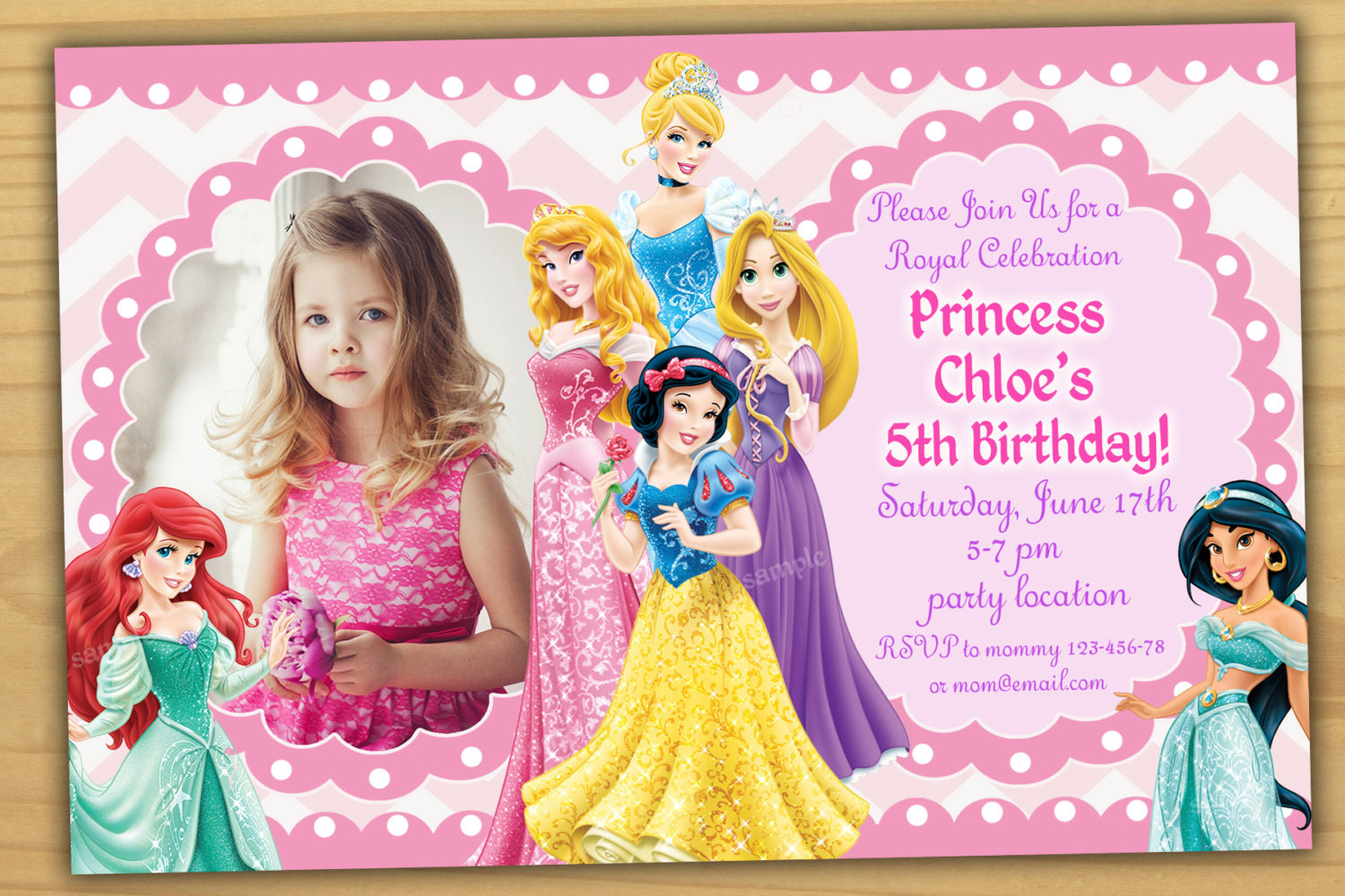 Princess Birthday Party Invitations
 Sale Disney Princess Birthday Invitation Disney Princess