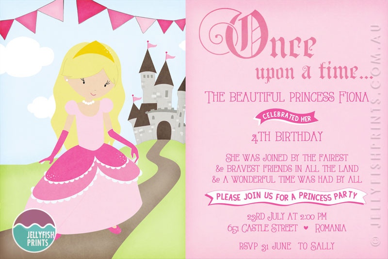 Princess Birthday Party Invitations
 Princess Invitation Design Jellyfish Prints