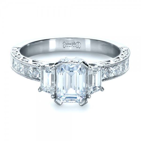 Princess Cut 3 Stone Engagement Rings
 Custom Three Stone and Princess Cut Diamond Engagement