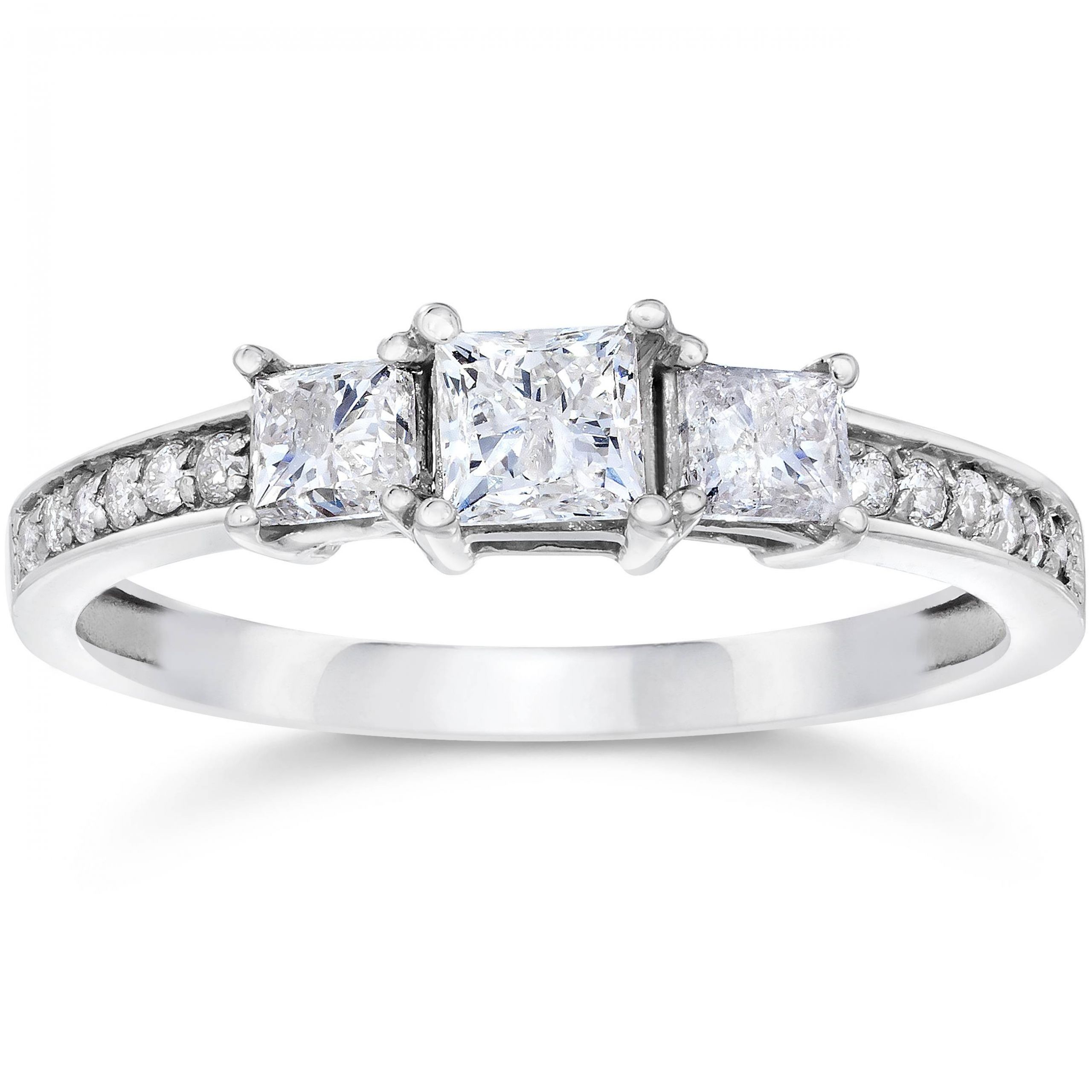 Princess Cut 3 Stone Engagement Rings
 1 2ct Three Stone Princess Cut Diamond Engagement Ring 14K