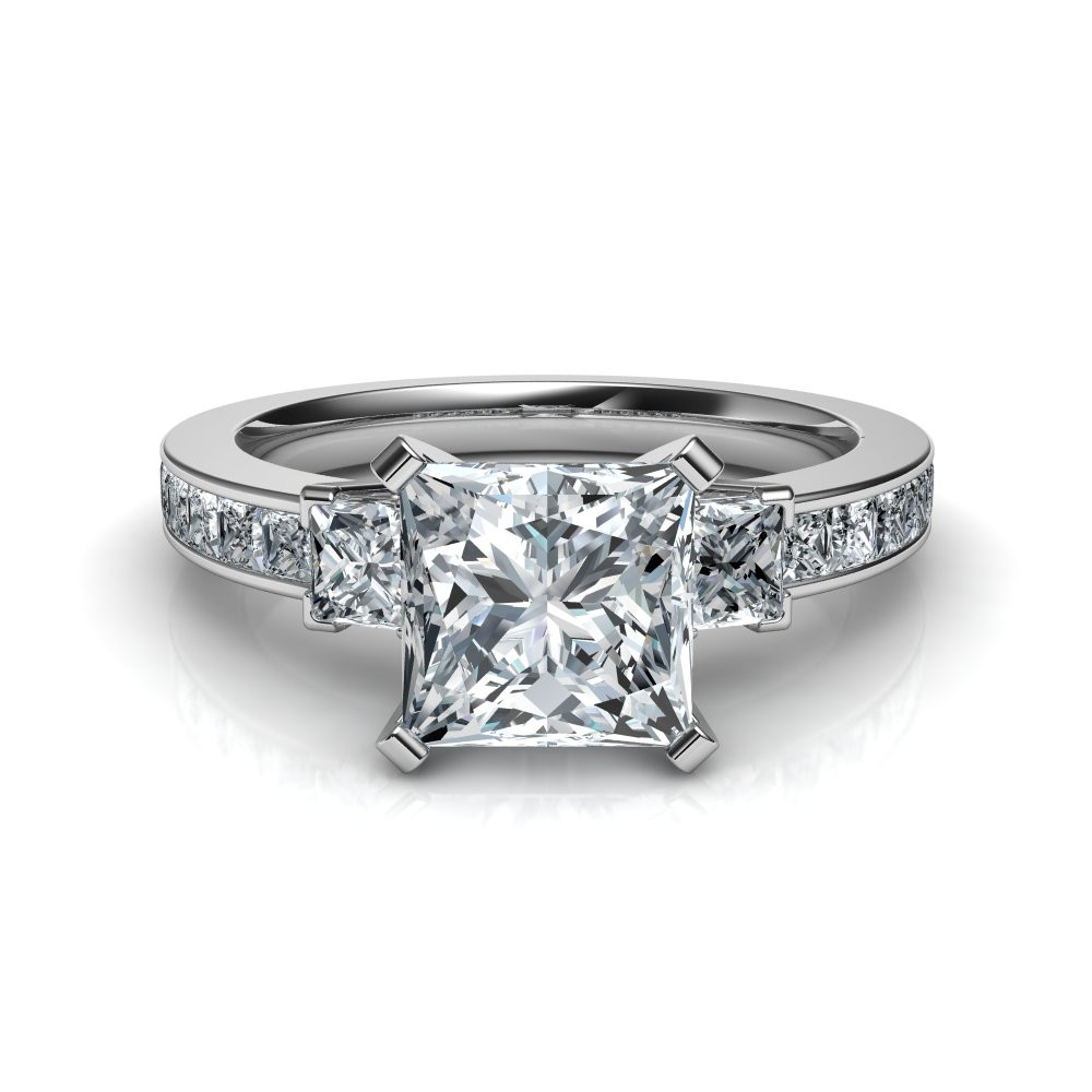Princess Cut 3 Stone Engagement Rings
 Three Stone Princess Cut Diamond Engagement Ring Natalie