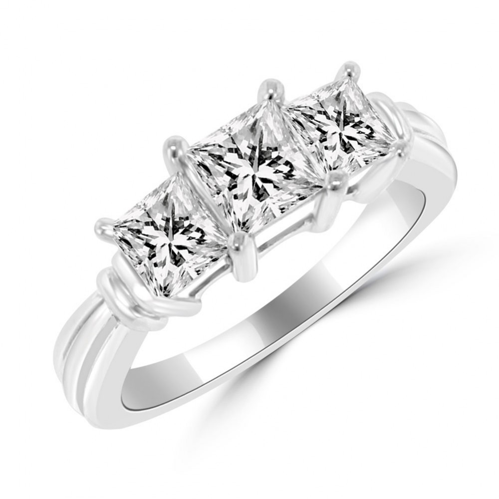 Princess Cut 3 Stone Engagement Rings
 1 45 ct La s Three Stone Princess Cut Diamond Engagement