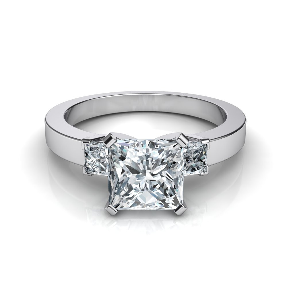 Princess Cut 3 Stone Engagement Rings
 Three Stone Princess Cut Diamond Engagement Ring