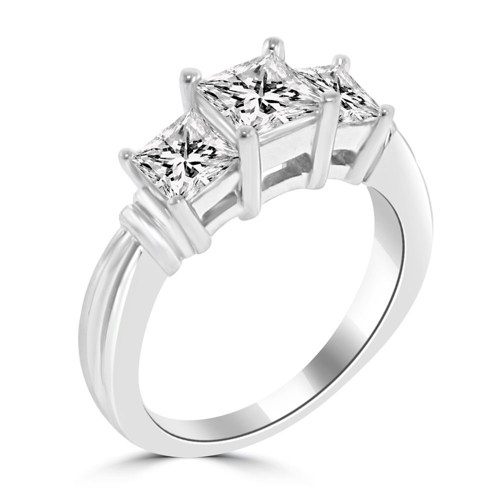 Princess Cut 3 Stone Engagement Rings
 1 45 ct La s Three Stone Princess Cut Diamond Engagement