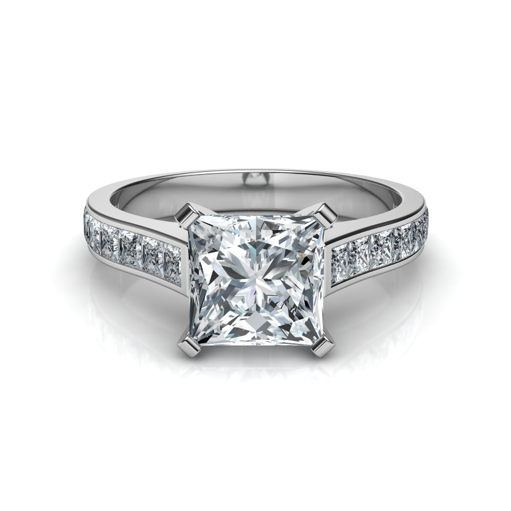 Princess Cut Rings Engagement
 Princess Cut Engagement Ring with 16 Side Diamonds Natalie