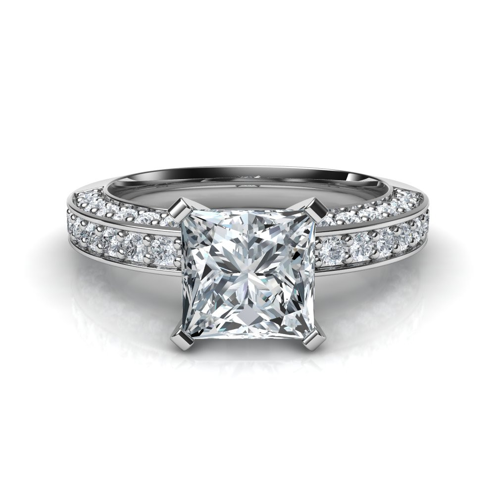 Princess Cut Rings Engagement
 3 Sided Pave Princess Cut Diamond Engagement Ring Natalie