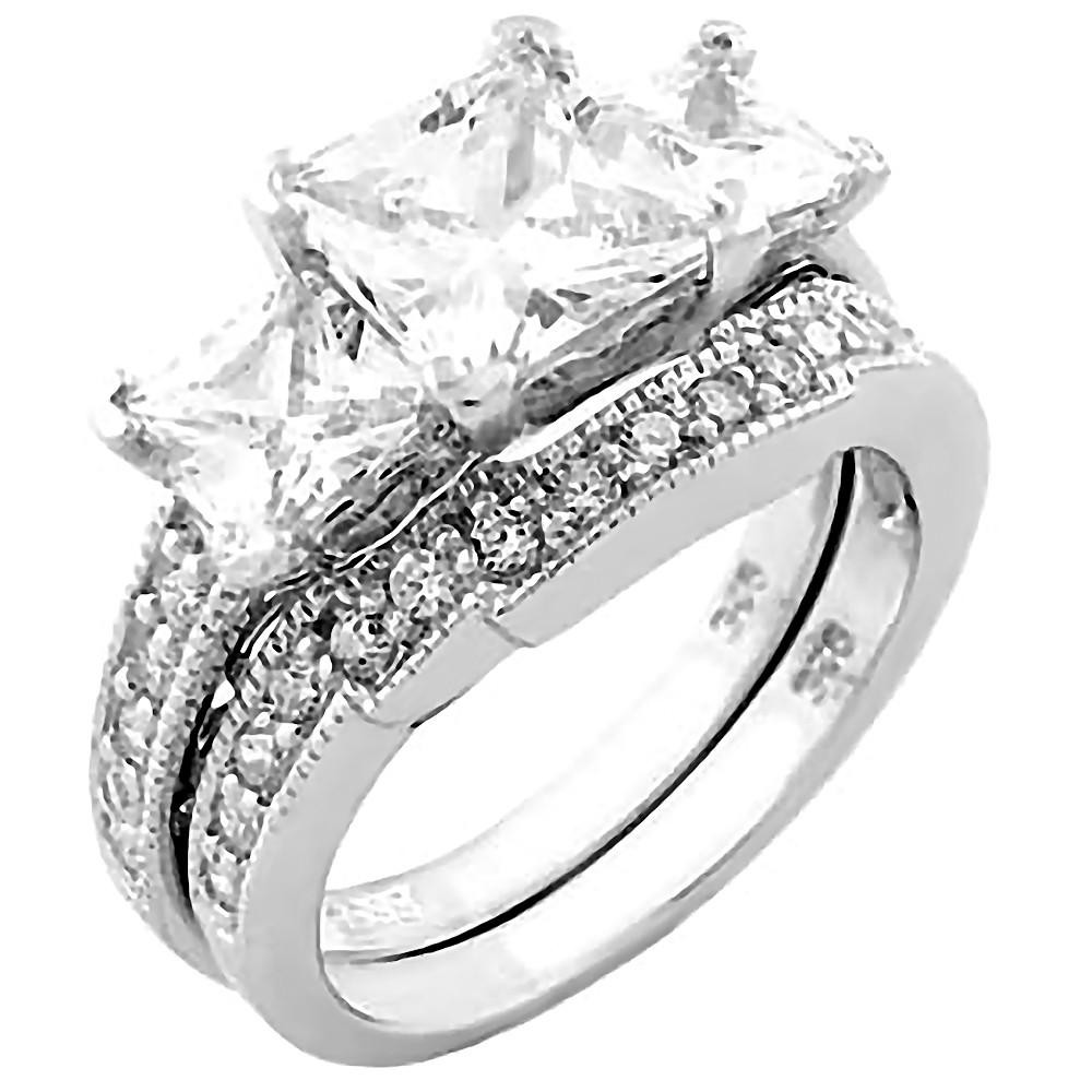 Princess Cut Wedding Rings
 Shekira 3 9ct Princess Cut 3 Stone Russian Ice CZ Wedding