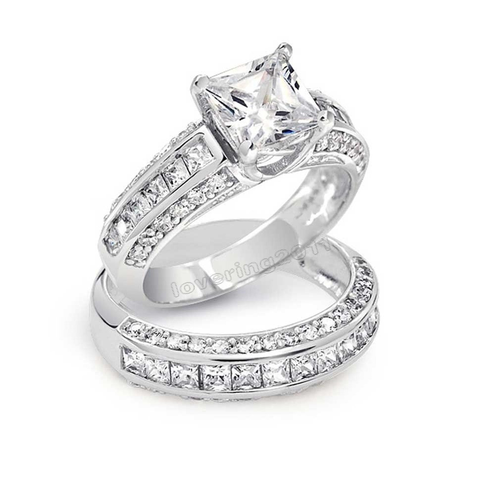 Princess Cut Wedding Rings
 choucong Princess cut Stone 5A Zircon stone 10KT White