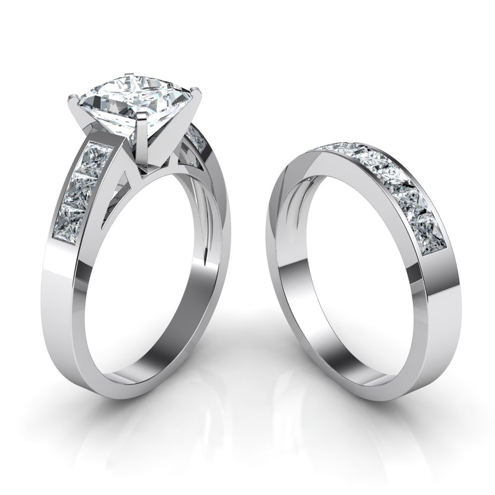 Princess Cut Wedding Rings
 Princess Cut Channel Set Engagement Ring & Wedding Band
