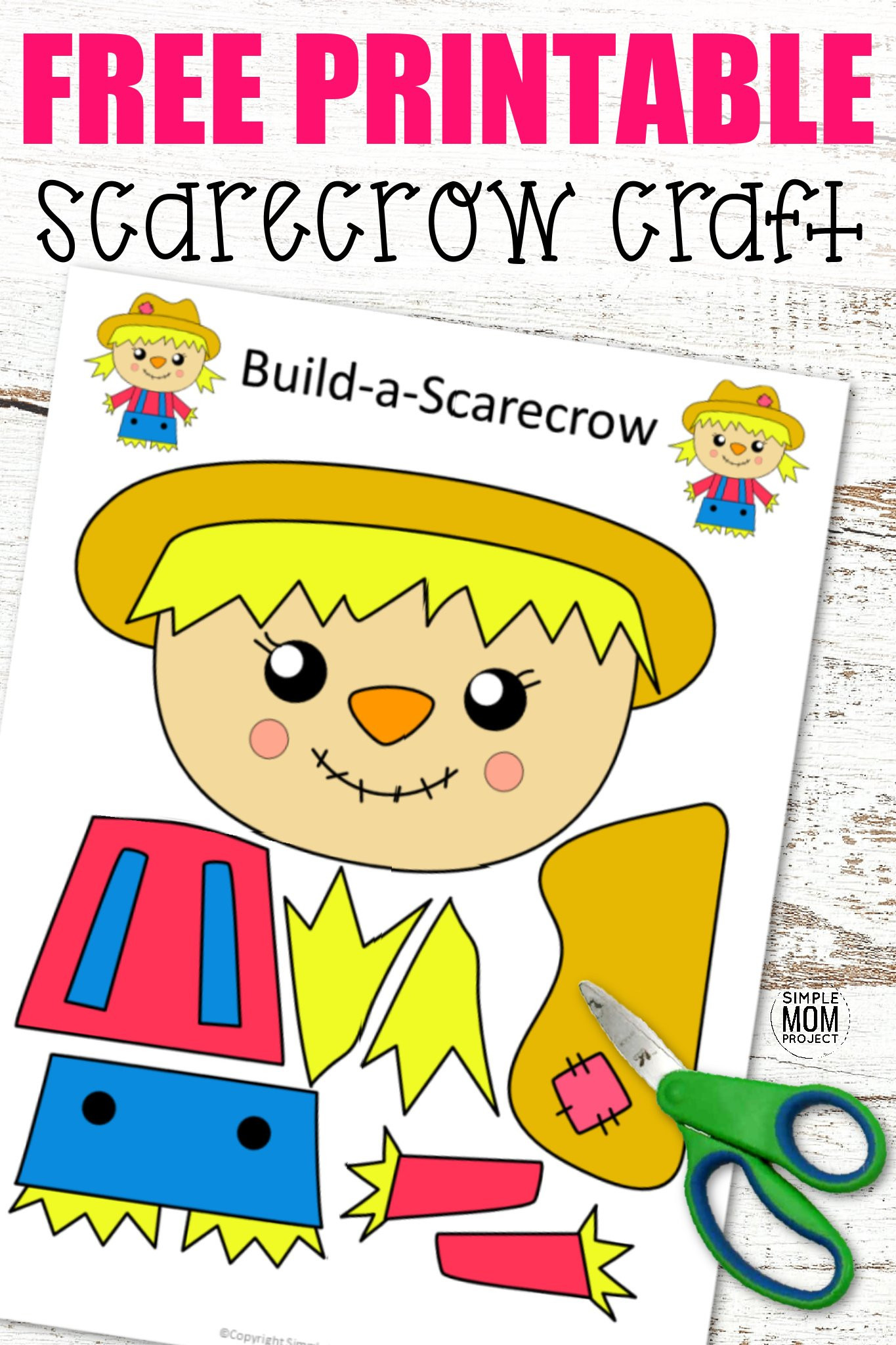 Printable Crafts For Preschoolers
 Free Printable Cut and Paste Girl Scarecrow Craft for Kids