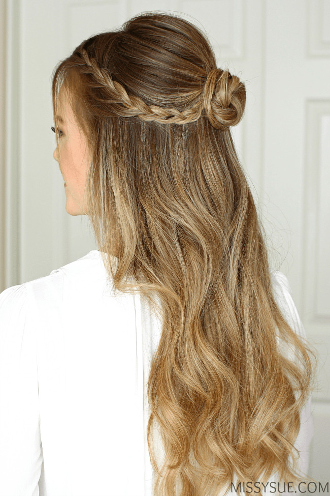 Prom Hairstyle Braids
 Half Up Braid Wrapped Bun