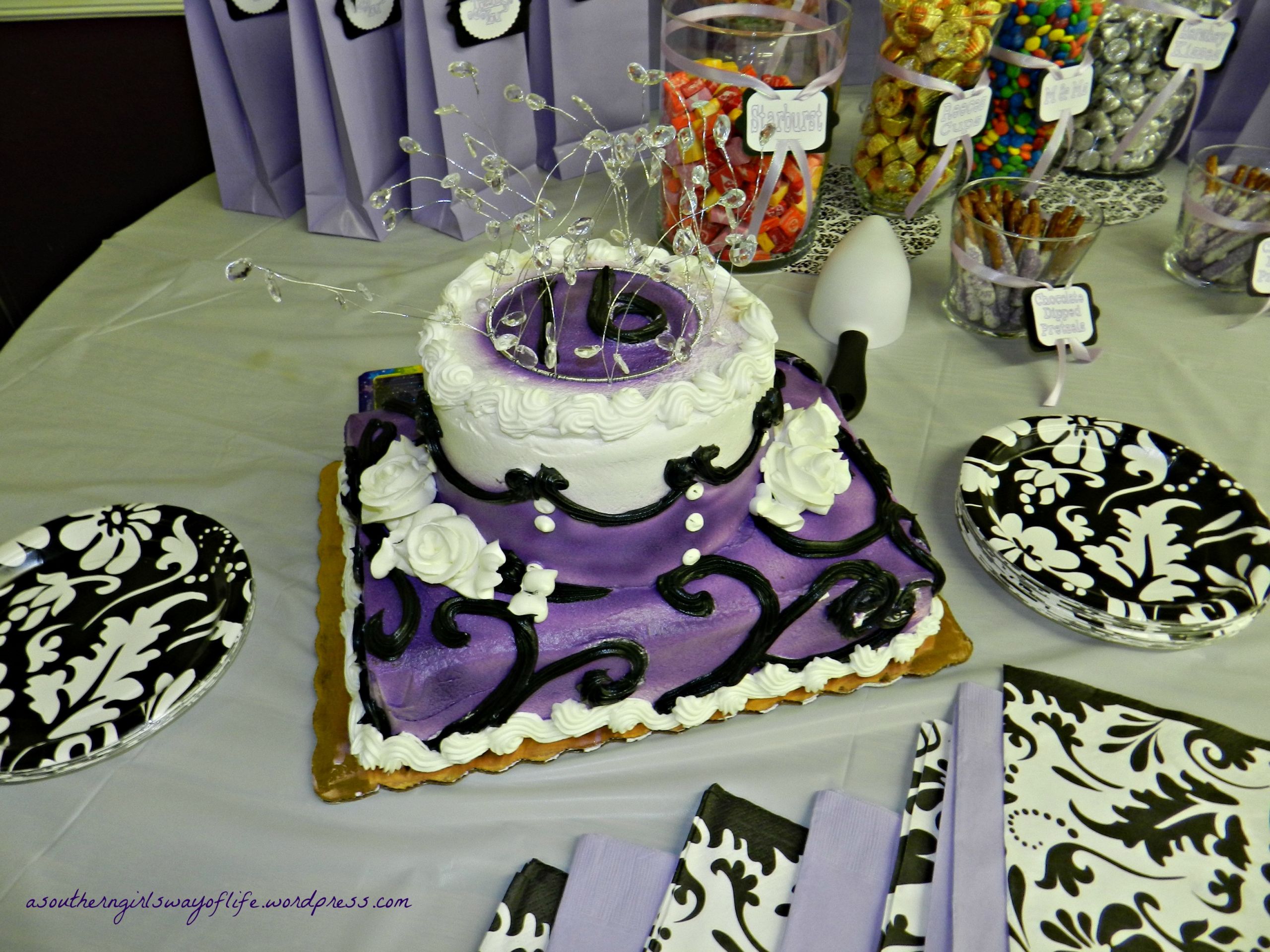 Publix Birthday Cakes
 purple black and white sweet sixteen